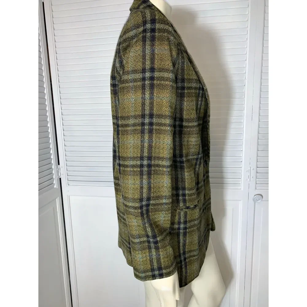 Vintage Plaid Wool Oversized Blazer Size 14 - Picture 6 of 11